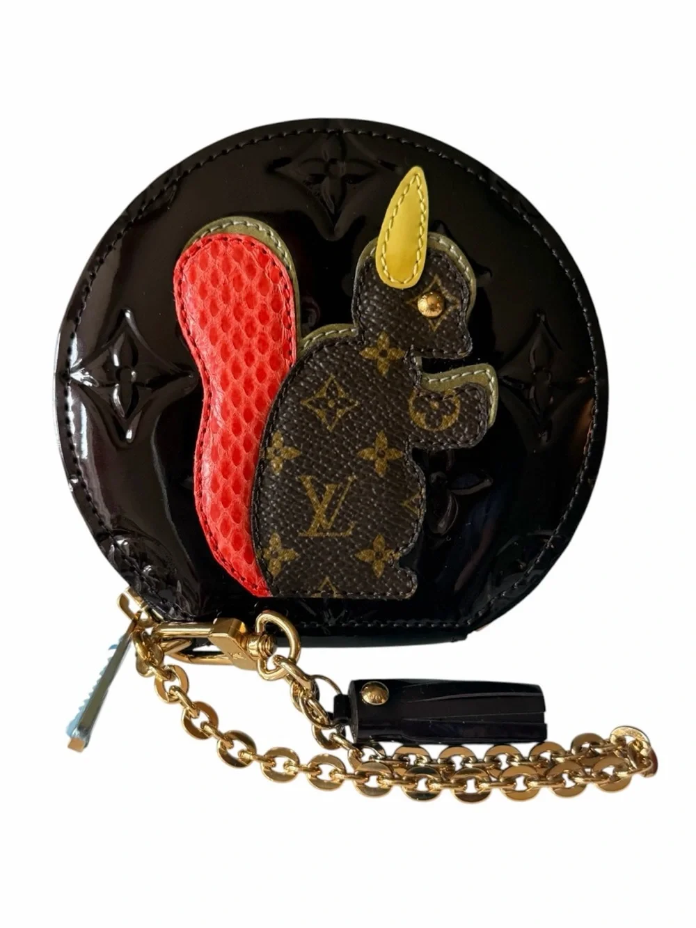 Louis Vuitton Animania Ecureuil Squirrel Coin Purse Amarante Vernis M91386